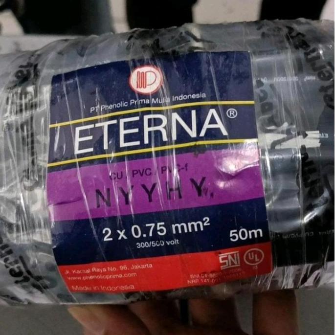 Promo Eterna Kabel Listrik Hitam Kawat NYYHY 2 X 0.75 MM ( 1 Roll 50 Meter ) NYYHY 2x0.75 mm2 50mtr 