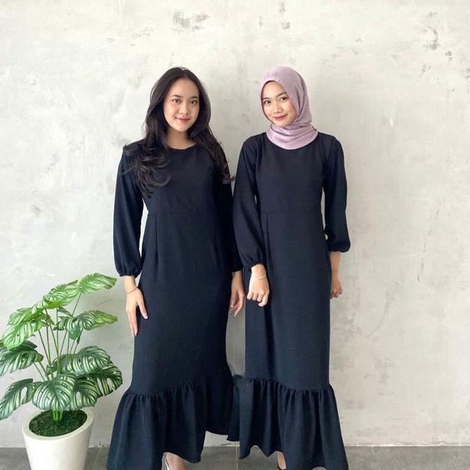 Siska dress by A&M busana Muslim Bandung Wanita Remaja Crinkle Dewasa Airflow Simple Gamis Lebaran P