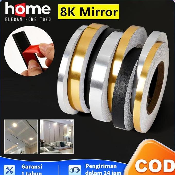 E.HOME 3M List Plat Strip Mirror Gold - List Gold Wall Molding Stiker Dinding Stainless SS201 Hiasan