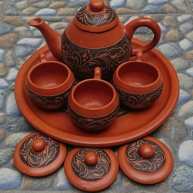 poci tanah liat set Batik teko tanah liat SUM
