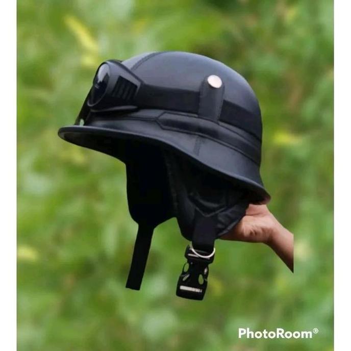 helm retro nazi classic murah dengan kacamata Motorcycle sintetis hitam coklat helm tentara jerman h