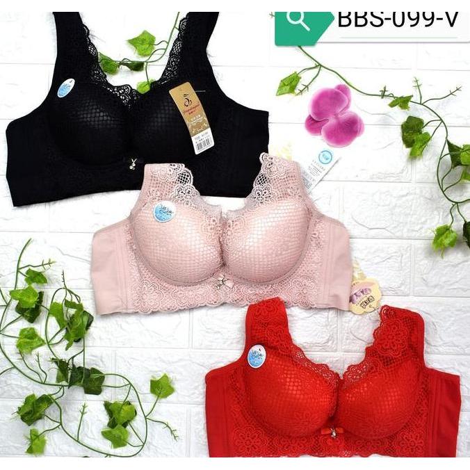 Yuksist- Bra Busa Tipis Bh Berkawat Cup B Kait 4 Tali Bisa Adjust Kemben Blukat Bbs-099 Pink Wanita