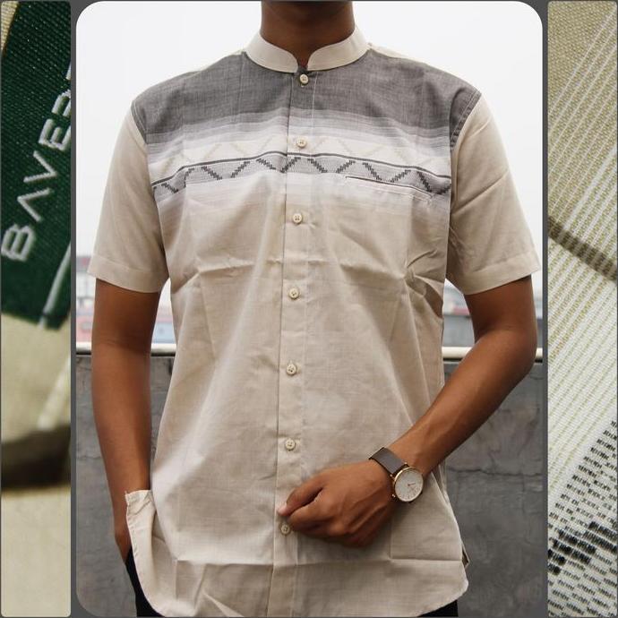 Baju Koko Pria Baverre Lengan Pendek Motif Bordir 13 Baju Muslim Pria