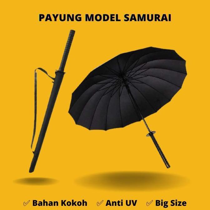 Payung Bentuk Samurai Katana Jepang Unik Hitam Payung Anti UV