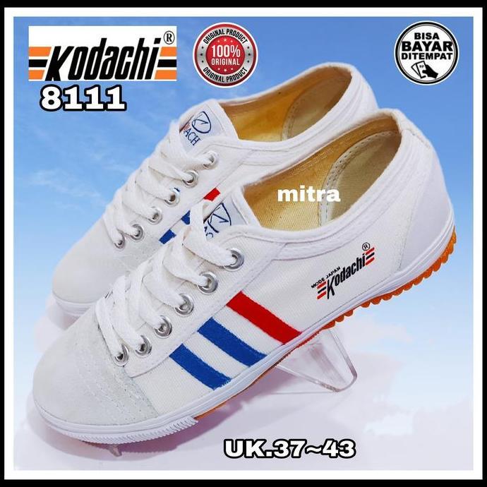 Kodachi Sepatu Pria Putih Casual Sneakers Shoes Bahan Kanvas Karet Berkualitas Tinggi Nyaman Anti Sl
