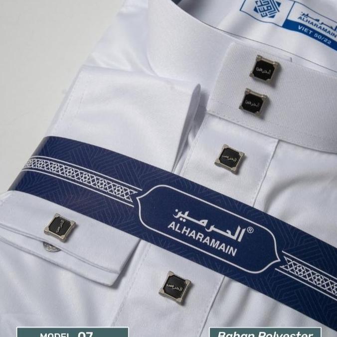 Jubah Al Haramain Hitam Putih Premium Manset 07