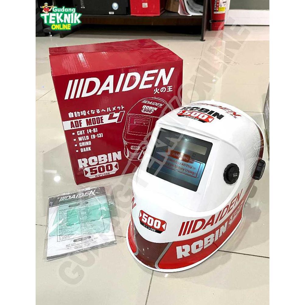 Helm Las Kedok Otomatis Auto Dark DAIDEN ROBIN 500 / Helmet Topeng Kedok Las Pelindung Kepala Kaca A