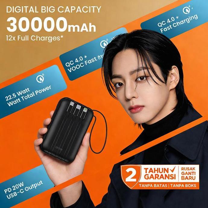Lansungkirim- Liangwe Lentiven Powerbank 30000Mah Mini With 4 Kabel Usb Fast Charging