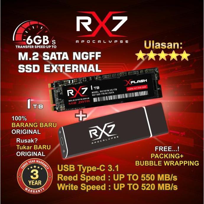 Saverain- Ssd M2 Sata External 1Tb Rx7 / Enclosure M2 Sata + M2 Sata 1Tb Rx7