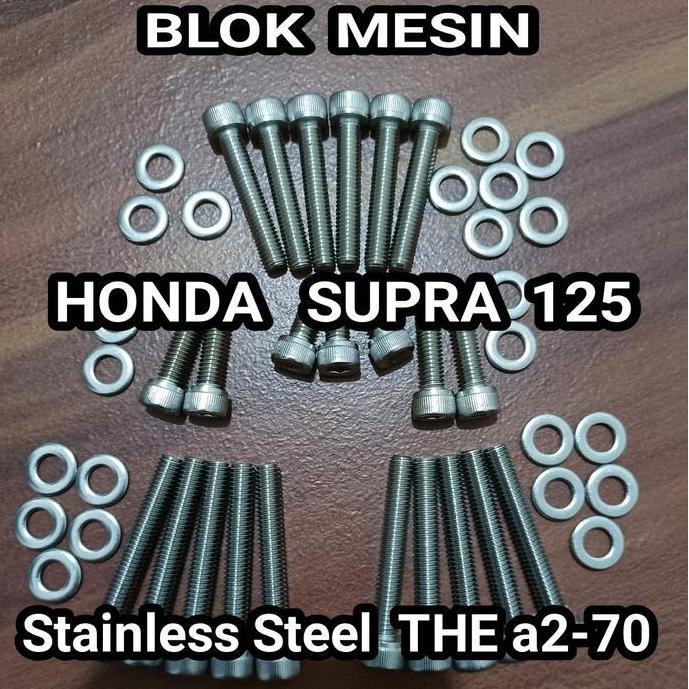 Yukbisa- Baut Blok Supra X 125 Set L Stainless Kopling