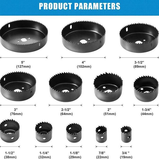 Powerx- Jld Mata Bor Holesaw 16Pcs Mata Bor Bulat Lubang Set Mata Bor Pelubang Kayu Pipa Paralon Pvc