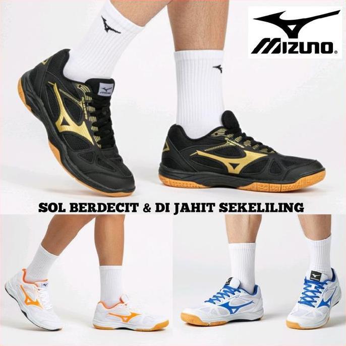 SEPATU OLAHRAGA BULUTANGKIS SOL DI JAHIT SEKELILING / SEPATU BADMINTON VOLI LARI MIZUNO SOL BERDECIT