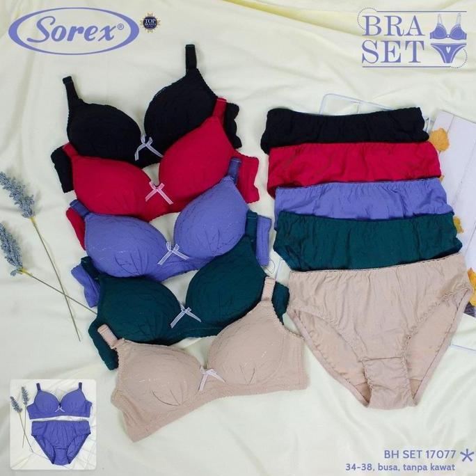 Yuksist- Sorex - Bra Set Tanpa Kawat Kait 3 Setara Cup B + Cd Freesize Bahan Microfiber / Bra Dan Cd