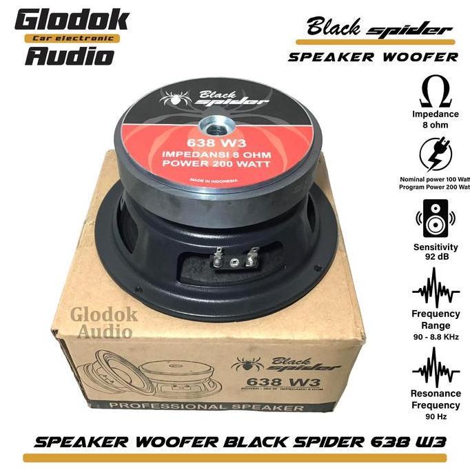 Speaker Woofer Full range 6 inch Black Spider 638 W 1/pc terlaris
