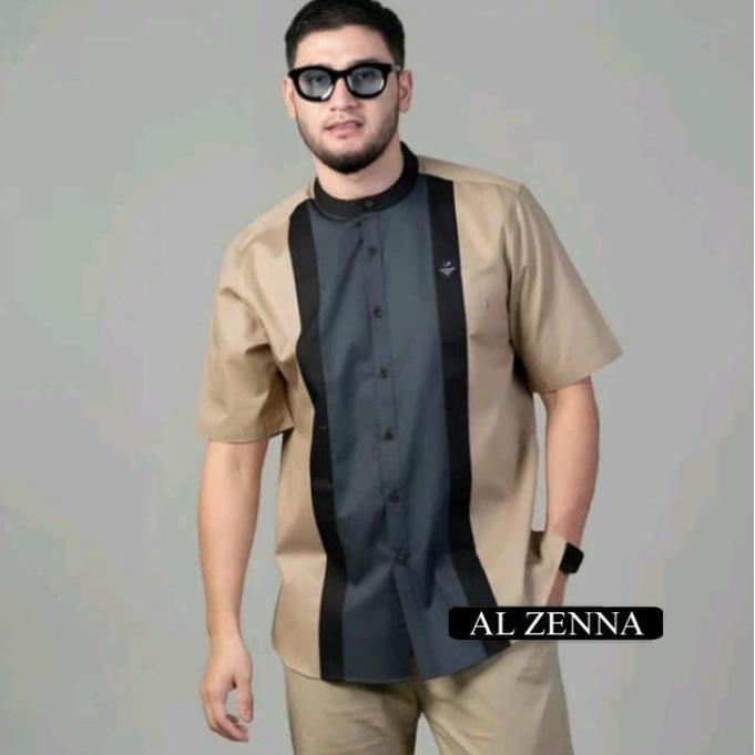 Setelan SARKO Sarung Dan Koko Lengan Pendek Motif Nuaiman Series Sarung Motif Aceh Warna Hitam Al Ze