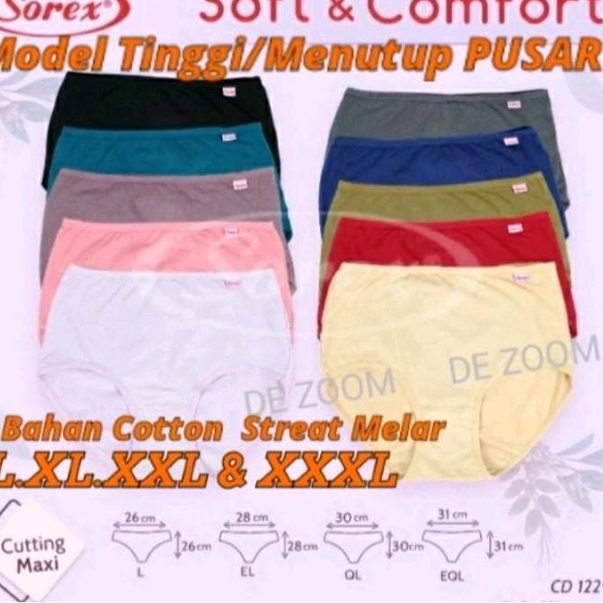 Celana Dalam Wanita Sorex 1229 Bahan Katun Bisa Melar Banyak Model Tinggi Menutupin Pusar motif Polo