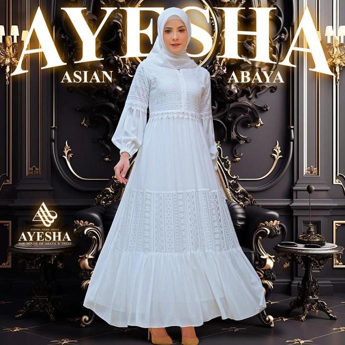 AYESHA Gamis Putih Brukat Wanita Mewah Elegan Rekomendasi Terbaru
