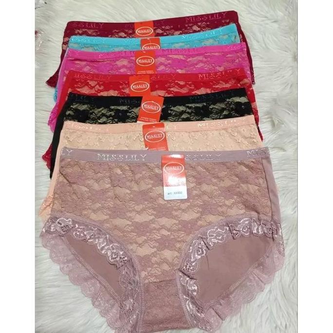 MiSSLILY 3 PCS /CD Wanita y Art 68333 Celana Dalam Wanita Renda Fit To L - XL