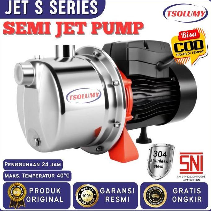 TSOLUMY Pompa Air Semi Jet Pump JET-200S & JET-3300S Pompa Jetpump Sumur Dangkal Rumah Tangga Pompa 