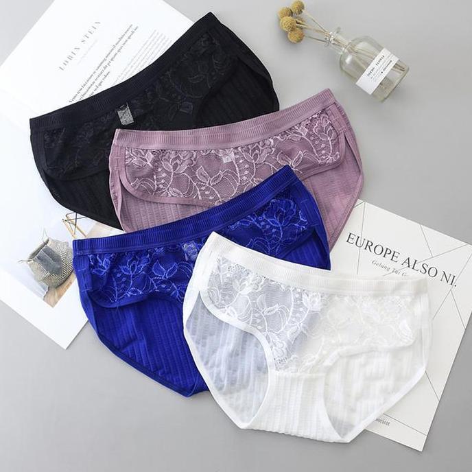 Celana Dalam Wanita y Renda Thong Nyaman Mulus cd C177