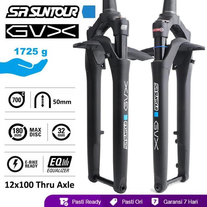 SR Suntour GVX LO-R Tapered Thru Axle Travel 50 mm Gravel Fork 700c TA Tyre Air Suspension Lockout A