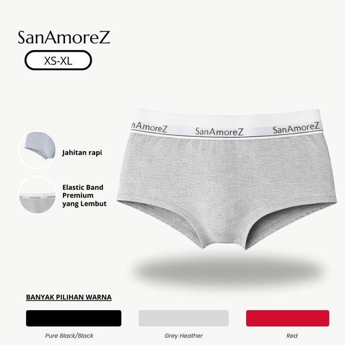 SanAmoreZ | Women Boyshorts Panty / Celana Dalam Wanita - Cotton | Size XS - XL | Mid Waist | Lily B
