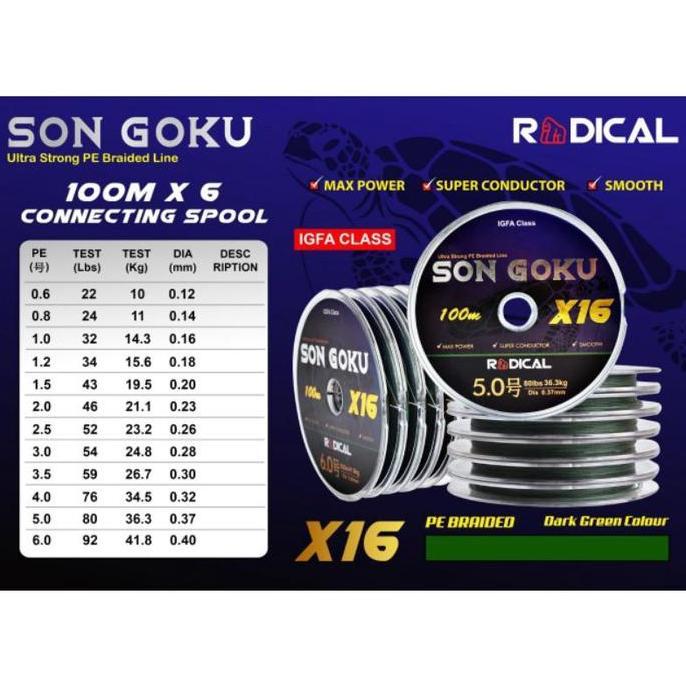 Senar Pe Radical Son Goku X16 / M.Green