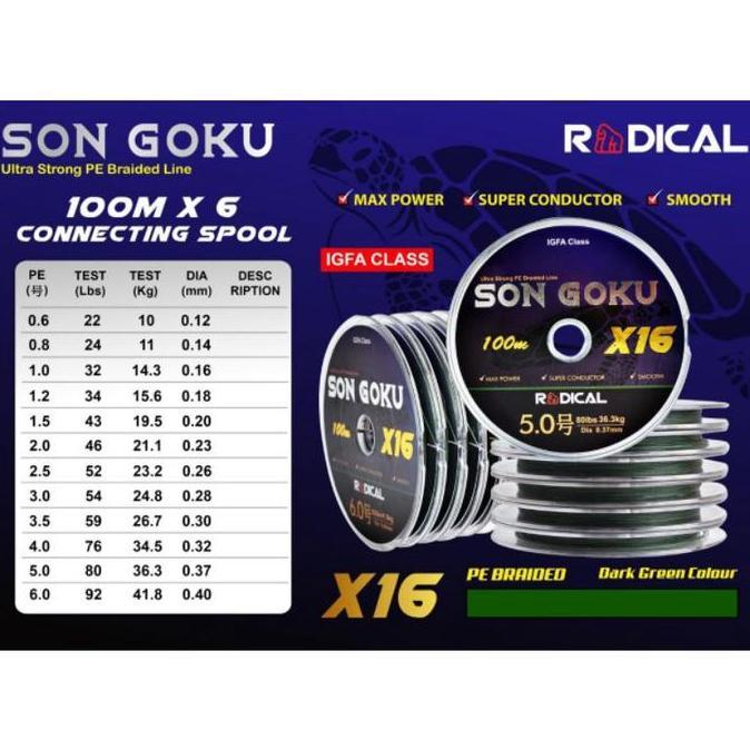 Senar Pe Radical Son Goku X16 / M.Green