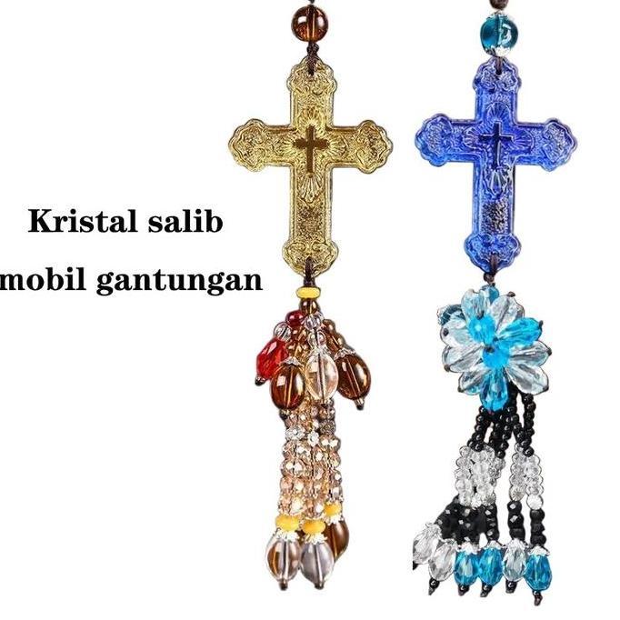 Integra- Gantungan Mobil Salib Kristen Crystal Salib Mobil Gantungan Aksesori Hiasan Mobil Gantungan