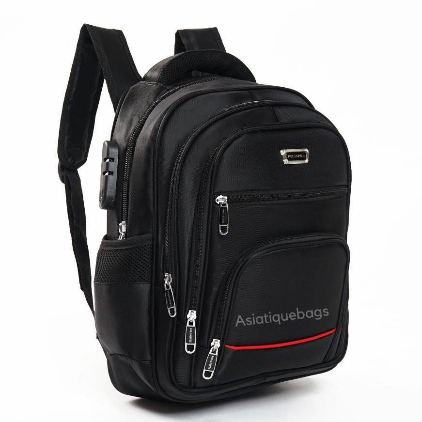 NEW Tas Ransel Pria 15 Inch  POLO GIVES- Gratis Raincover, Kabel USB, dan Kunci Tas