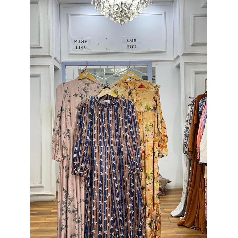 Dress Mewah Silk Motif All Size Ori Arraffa Syari