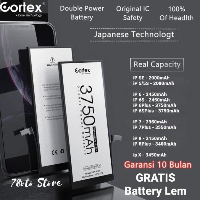 TERBARU - Batre baterai iphone 8-2150mAh/8P-3400mAh double power cortex Original