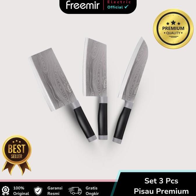 freemir Set Pisau 3 Pcs Daging Tajam Set Pisau Dapur Anti Lengket