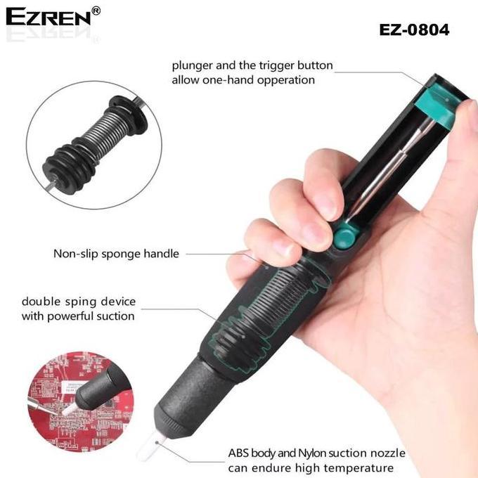 Lansungkirim- Ezren Ez-0804 Penyedot Timah Pump Soft Handle Anti-Slip Double Ring