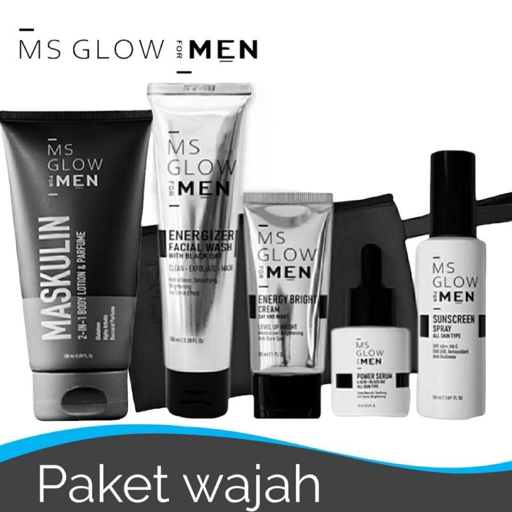 Paket MS Glow For Men - Facial Wash, Cream, Serum, Sunscreen, Body Lotion