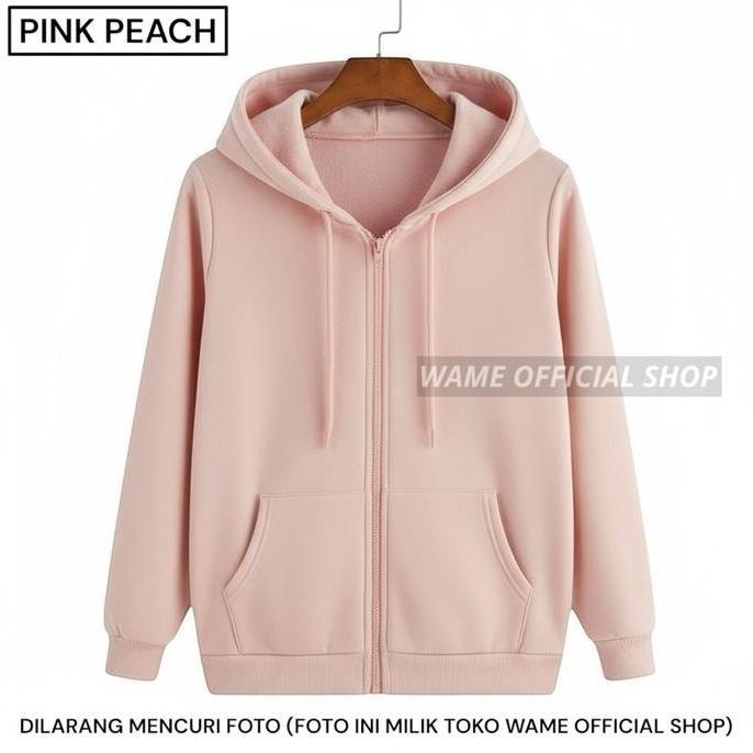 OOTD JAKET ZIPPER HOODIE POLOS M,L,XL,XXL DENIM PRIA WANITA WAME sweater hoodie cowok Abu Army Biru 