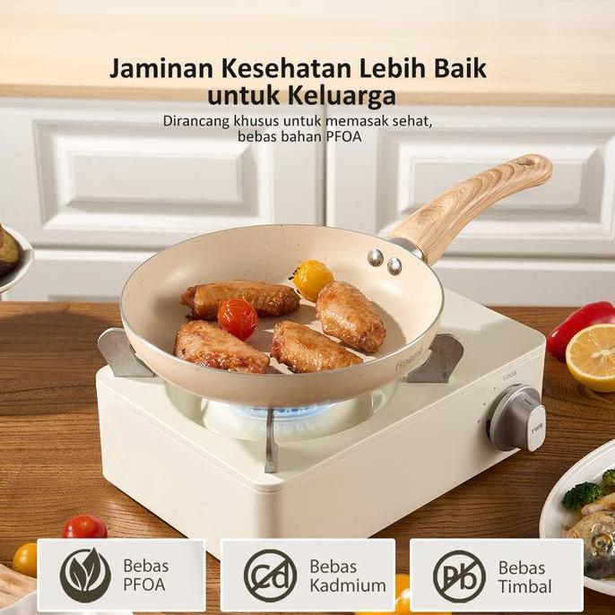 [MEGA SALE] freemir Teflon Anti Lengket 20cm Single Bottom Set Teflon+Spons Granit Teflon Penggoreng