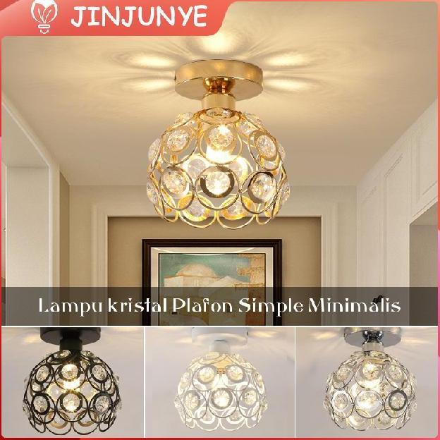 Allthebest- Lampu Kristal Plafon Simple Minimalis Lampu Gantung Kristal Bulat