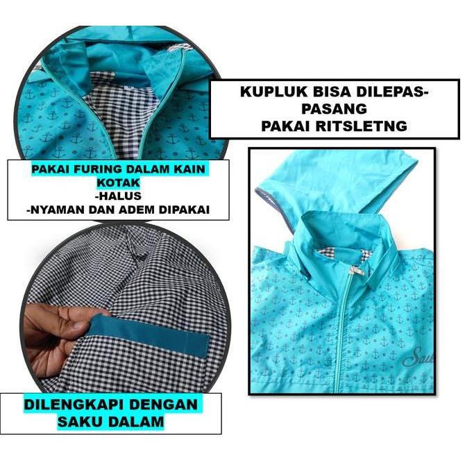 Letsfit- Jaket Sailor Jepang Jaket Zipper Cewe Jaket Parasut Outdoor Wanita Jaket Running Sport Wani