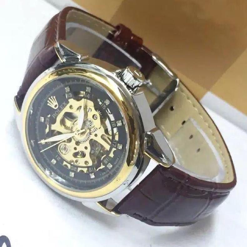CUCI GUDANG Best Seller  Jam Tangan Pria Rolex Automatic Kulit Premium Free Box Rolex