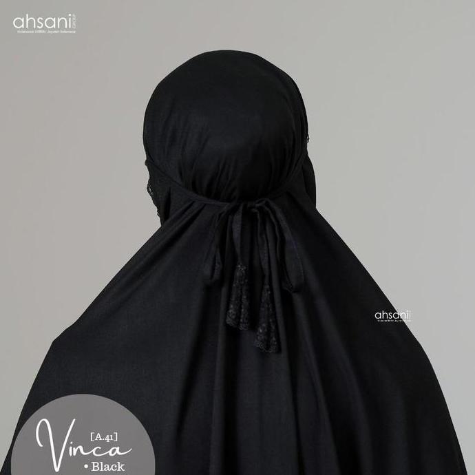 Mukena Terusan Hitam Vinca Ahsani Rayon Adem Tebal Mukena Umroh Haji