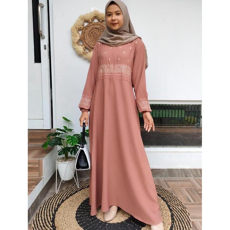 Gamis Itycrepe Bordir / Dress Ity Crepe Premium / Gamis Alifah Itycrepe Terbaru Kain Mewah Muslim Wa