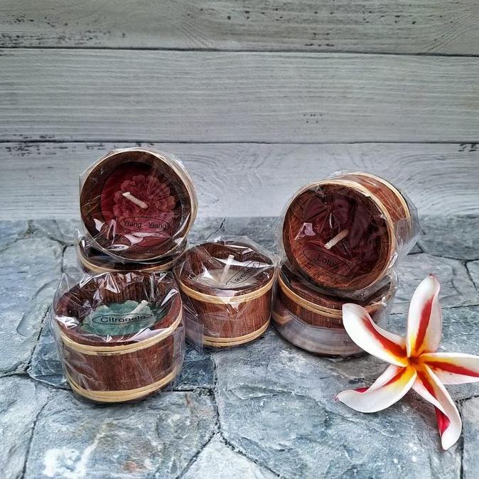 Lilin Bambu Aromatherapy Khas Bali Motif Bunga / Lilin Aroma Segar / Lilin Lucu / Pengharum Ruangan 