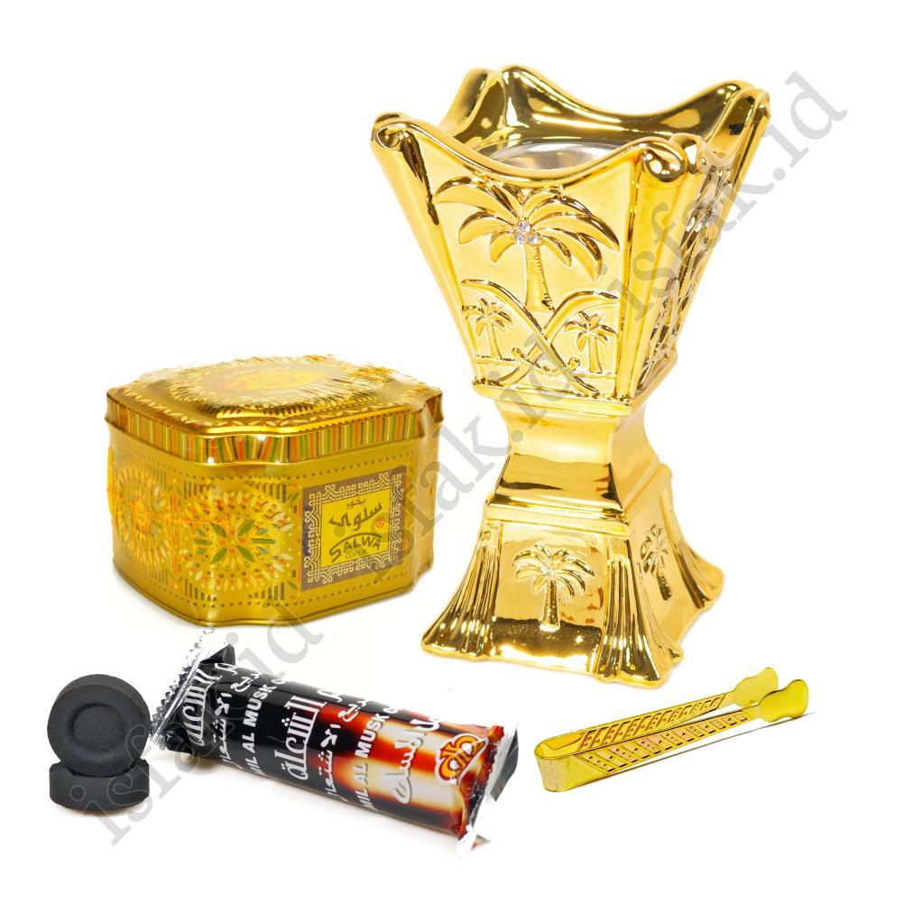 [HX] Paket Bukhur Salwa Tempat Dupa Arang Magic Wangi Cendana Menyan Arab