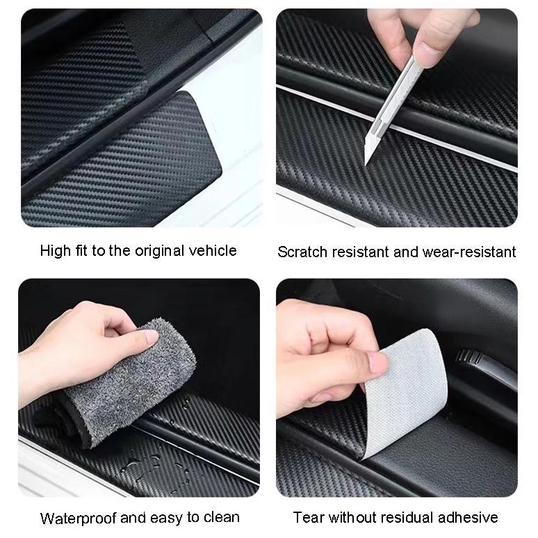 Carbon Fiber Car Door Sill Stickers For JAC Refine J3 J2 S5 A5 J5 J6 J4 Vapour S2 T8 Rear Trunk Bump