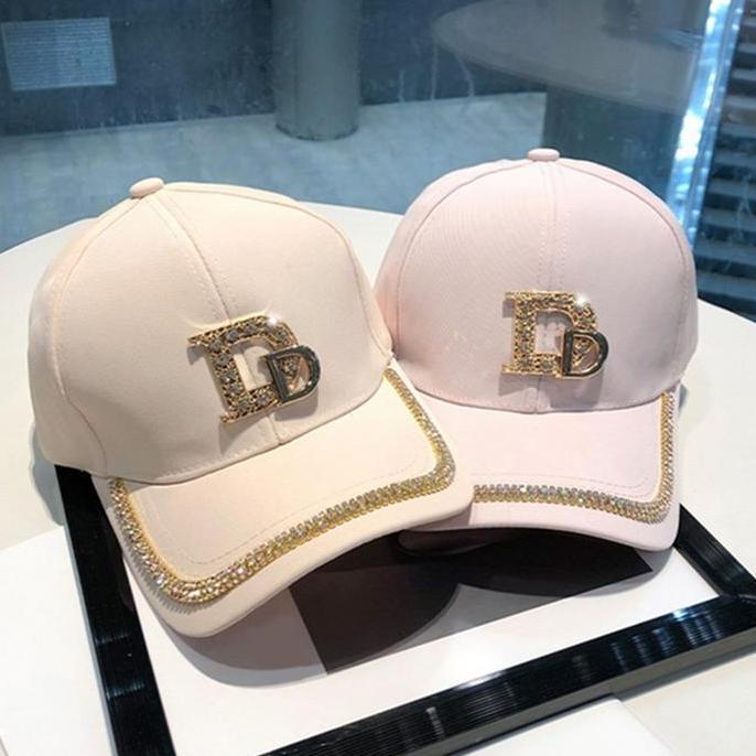 Papipapu- Topi Baseball Pria Wanita Dewasa Warna Hitam Kuning Pink Double D Manik Fashion Outfit Cas