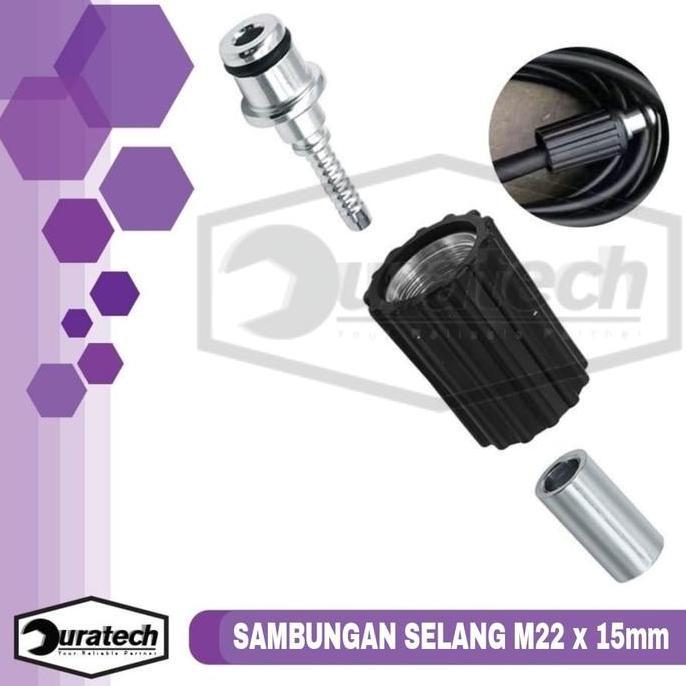 Adapter Fitting Nepel Selang Mesin Cuci Mobil Motor Jet Cleaner M22 x 15mm Adaptor Sambungan Selang 