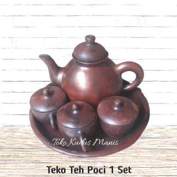 Teko Teh Poci 1 Set 3 Cangkir / Teko Poci Set / Teko Tanah satu set