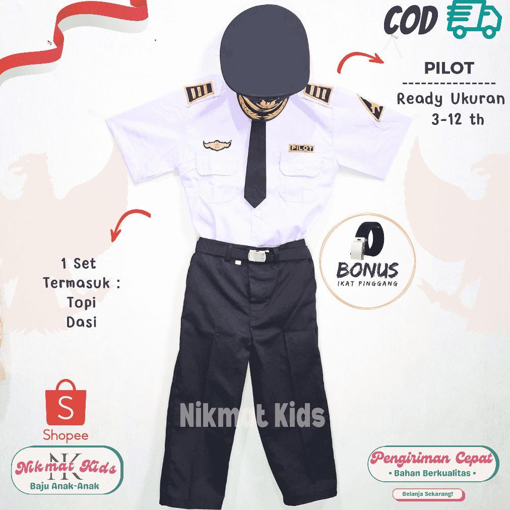 Baju Pilot Anak Laki Laki Seragam Profesi Pilot Pesawat Anak Kostum Pilot Baju Karnaval Tk Paud
