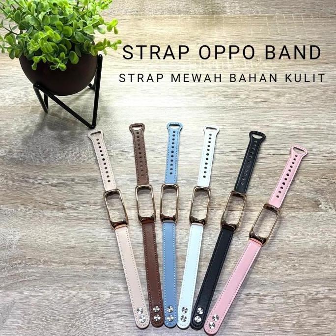 Strap Oppo Band Mewah Bahan Kulit Tali Oppo Band Kulit Gold Emas